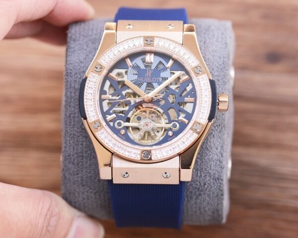 Hublot Skeleton-Diamond Gold Tourbillon Men Watch