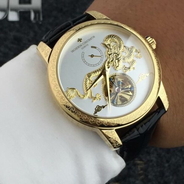 Vacheron Constantin Gold Dragon Tourbillon Engraved Men`s Watch