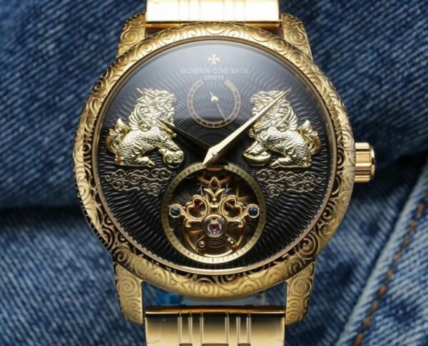 Vacheron Constantin Lion Gold Tourbillon Engraved Men`s Watch