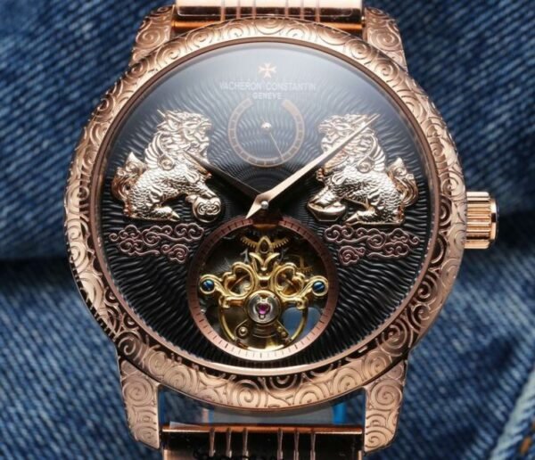 Vacheron Constantin Lion Rose-Gold Tourbillon Engraved Men`s Watch